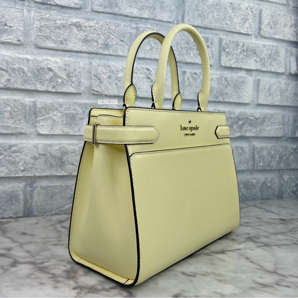 Kate Spade Staci Medium Satchel Crossbody In Lemon Fond - Picture 3 of 10